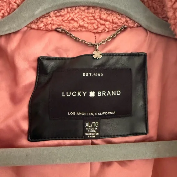 VINTAGE Lucky Brand Coral Teddy Jacket - Picture 2 of 6